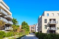 Cityscape with modern apartment buildings in a new residential area in the city, Concept for construction industy, estate agent Royalty Free Stock Photo