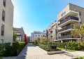 Cityscape with modern apartment buildings in a new residential area in the city, Concept for construction industy, estate agent Royalty Free Stock Photo