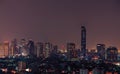 Cityscape of modern building in the night. Modern architecture office building. Skyscraper with beautiful evening sky. Business Royalty Free Stock Photo