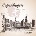 Cityscape with modern buildings of Copenhagen