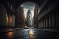 Cityscape of Modern London scene. Cinematic digital art Illustration background. Ai generated art