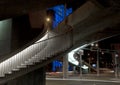 Stairway to a city nightscape