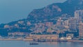 Cityscape of Monte Carlo with morning light timelapse, Monaco at summer sunrise. Royalty Free Stock Photo