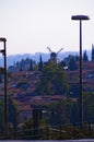 Cityscape of Montefiore windmill from Jaffa gate in the old city of Jerusalem Israel Royalty Free Stock Photo