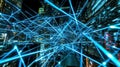 Futuristic City Network Connection, Abstract Data Flow Royalty Free Stock Photo