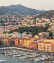 Cityscape of Nice with a harbor in the French Riviera, France