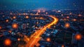 Connected City Network at Night: Digital Transformation and Global Connectivity Royalty Free Stock Photo