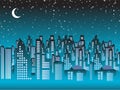 Cityscape night, silhouettes Royalty Free Stock Photo