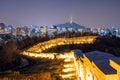 Cityscape night view of Seoul and Namsan Seoul Tower, South Korea Royalty Free Stock Photo