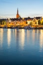 Panorama view with Odra river. Szczecin historical city with architectural layout similar to Paris Royalty Free Stock Photo