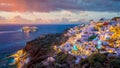 Cityscape of Oia town in Santorini island, Greece Royalty Free Stock Photo