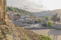 Cityscape of Old Tbilisi with King Vakhtang Statue, colorful houses and churches