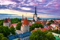 Cityscape of old town Tallinn city at dusk, Estonia Royalty Free Stock Photo