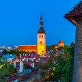 Cityscape of old town Tallinn at night, Estonia Royalty Free Stock Photo