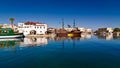 Cityscape of the old venetian harbor at morning, city of Rethymno, Crete