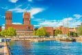 Cityscape of Oslo with the City Hall and the harbour, Norway Royalty Free Stock Photo