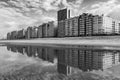 Ostend Skyline Reflection in Black and White, Belgium Royalty Free Stock Photo