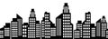 Cityscape outline, city houses seamless border, urban multi-story buildings silhouette, town frame background, black and white Royalty Free Stock Photo