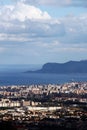 Cityscape of palermo with the gulf, dramatic sky