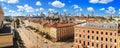 Cityscape, panorama, banner - top view of the district of Srodmiescie in the center Warsaw Royalty Free Stock Photo