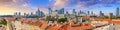 Cityscape, panorama, banner - top view of the district of Srodmiescie in the center Warsaw Royalty Free Stock Photo