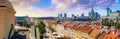 Cityscape, panorama, banner - top view of the district of Srodmiescie in the center Warsaw Royalty Free Stock Photo