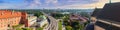 Cityscape - top view of the Silesian-Dabrowa Bridge over the Vistula River in center of Warsaw Royalty Free Stock Photo