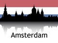 Cityscape Panorama Silhouette of Amsterdam, Netherlands
