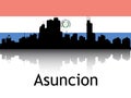 Cityscape Panorama Silhouette of Asuncion, Paraguay