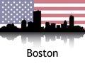 Cityscape Panorama Silhouette of Boston, USA