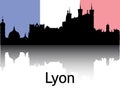 Cityscape Panorama Silhouette of Lyon, France