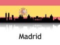 Cityscape Panorama Silhouette of Madrid, Spain