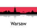 Cityscape Panorama Silhouette of Warsaw, Poland