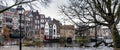 Cityscape, panorama - view of the city Rotterdam and its old district Delfshaven Royalty Free Stock Photo