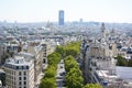 Cityscape of Paris from the top of the Arc de Triomphe along Avenue Marceau