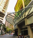 Cityscape, People walking on street between the condominium building in Bangkok at Sukhumvit road Prakanong Bangkok Thailand