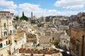 Cityscape of the picturesque old town of Matera Sassi di Matera with the characteristics ancient tuff houses. Matera is also UNE