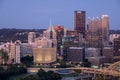 Cityscape of Pittsburgh and Evening Light. Fort Pitt Bridge