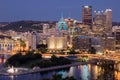 Cityscape of Pittsburgh and Evening Light. Fort Pitt Bridge