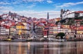 Cityscape of Porto Oporto old town, Portugal. Valley of the Douro River. Panorama of the famous Portuguese city Royalty Free Stock Photo