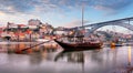 Cityscape of Porto Oporto old town, Portugal. Valley of the Douro River. Panorama of the famous Portuguese city Royalty Free Stock Photo