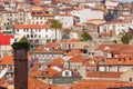 Cityscape of Porto Portugal with palm tree and chimney Royalty Free Stock Photo