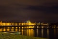 Cityscape of Prague with Castle and Charles Bridge at night Royalty Free Stock Photo