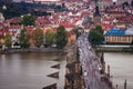 Cityscape of Prague with Castle and Charles Bridge at sunset, Czech Republic Royalty Free Stock Photo