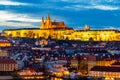 Cityscape of Prague with Castle at night, Czech Republic Royalty Free Stock Photo