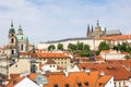 Cityscape of Prague with cathedral Saint Vitus, royal castle Hradschin and church Saint Nicholas Royalty Free Stock Photo