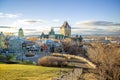 Cityscape of Quebec City with Chateau Frontenac on Spring. Royalty Free Stock Photo