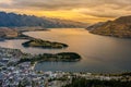 Cityscape of Queenstown and Lake Wakaitipu with The Remarkables in the background, New Zealan