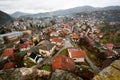 Cityscape with red roof old houses