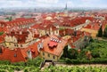 Cityscape with red roofs in Mala Strana in Prague, Czech Republic